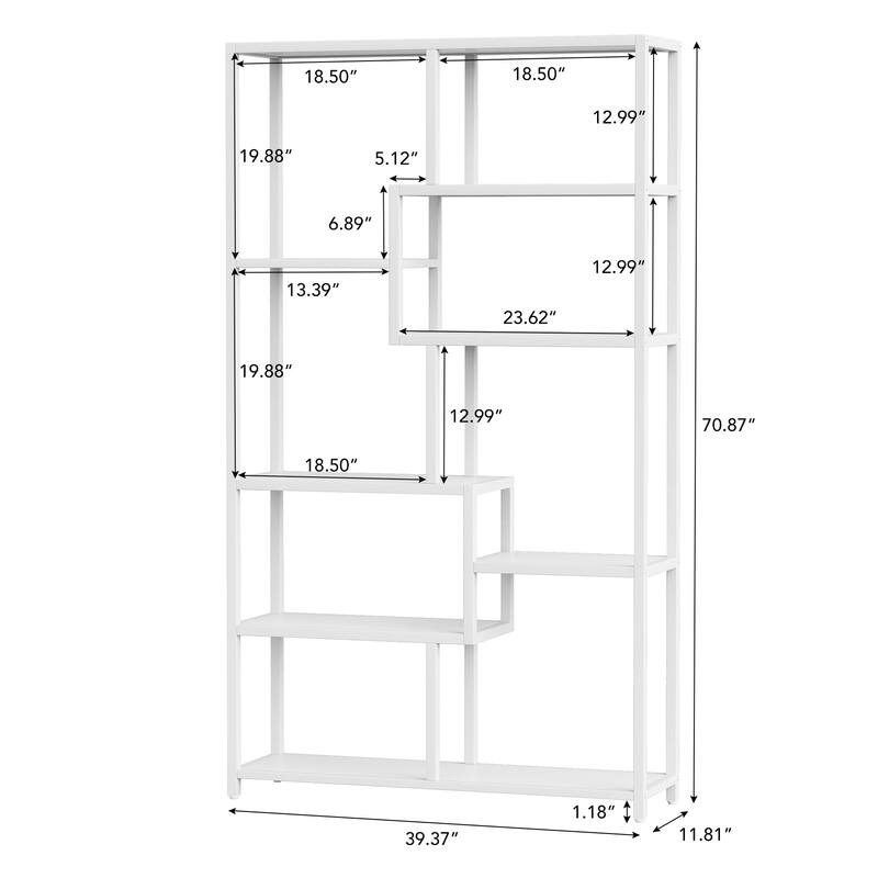 5 Tier Etagere Bookcase Bookshelf with 8-Open Shelves for Living Room