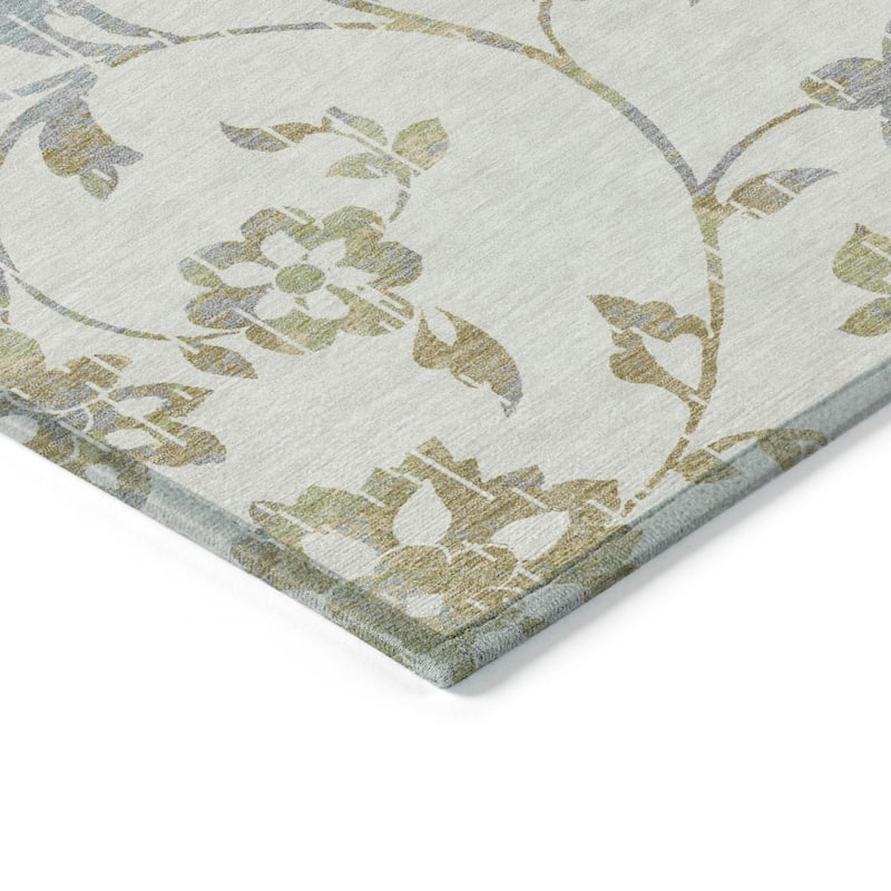 Machine Washable Indoor/ Outdoor Chantille Modern Floral Rug