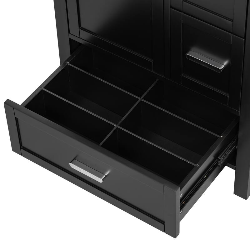 GDFStudio - Maple Modern Freestanding Bathroom Vanity with Ceramic Sink, Soft Close Door and Multi Drawer Storage