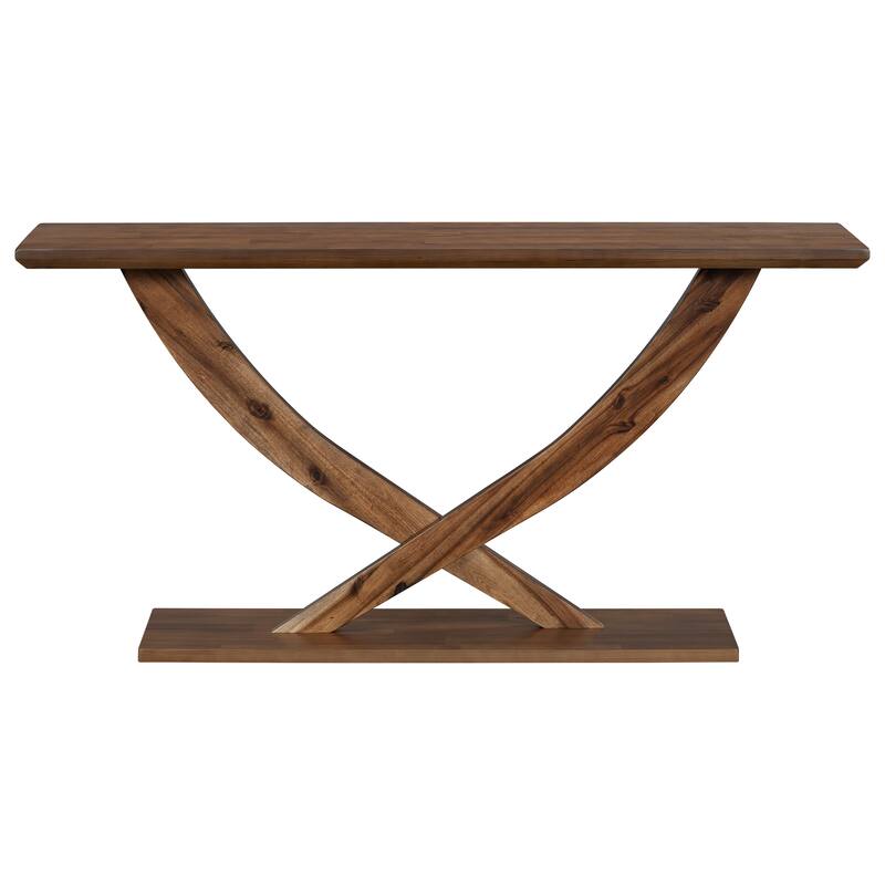 Mirod 57'' Modern Rustic Console Table with Cross-Leg Design,Sturdy Construction and Ample Surface Space