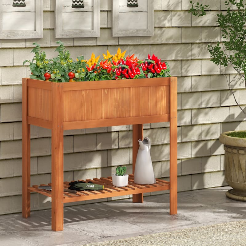 Gymax Raised Garden Bed 39'' L x 19.5'' W x 39'' H Fir Wood Planter