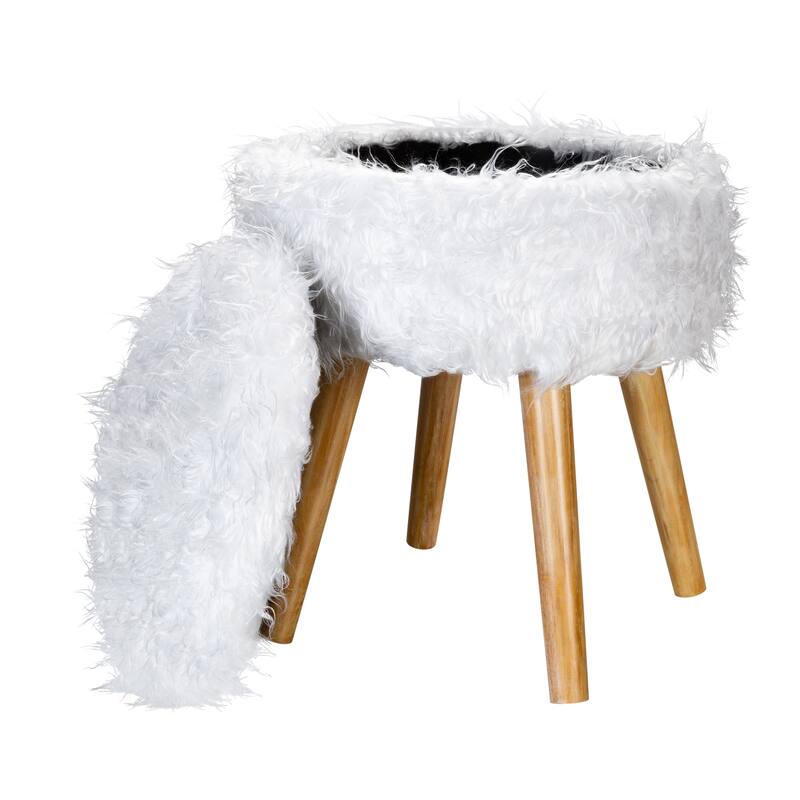 Organize It All Faux Fur Storage Ottoman