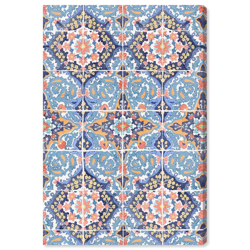 Wynwood Studio Abstract Subtle Floral Wings Blue and Pastel Orange Modern & Contemporary Wall Art Canvas Print