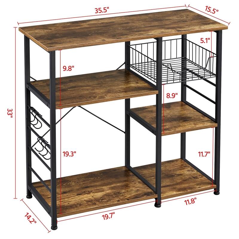 Yaheetech Metal Frame Baker's Rack Kitchen Island Storage Shelf