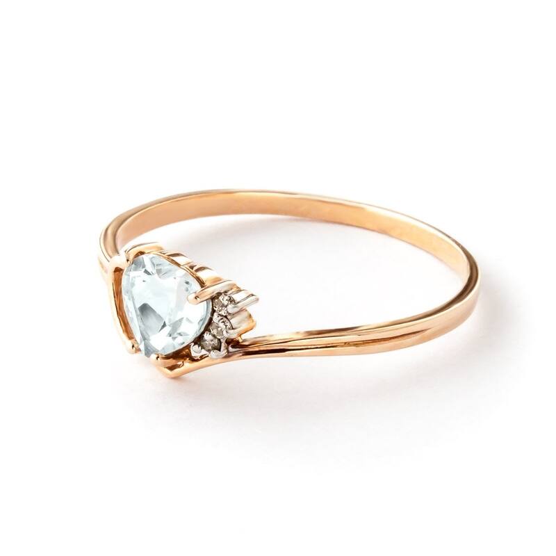 0.97 Carat 14k Rose Gold Aquamarine Gemstone Ring w/ Natural Diamond