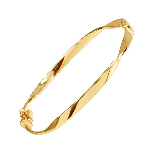 Eternity Gold Twisted Hinge Bangle Bracelet in 14K Gold, 7" - Yellow