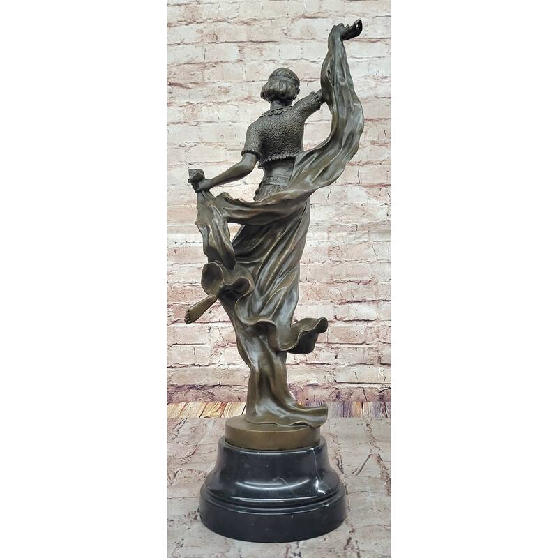 Art Deco Dancer Bronze Sculpture – Graceful Figurine On Marble Base By D. Gonon