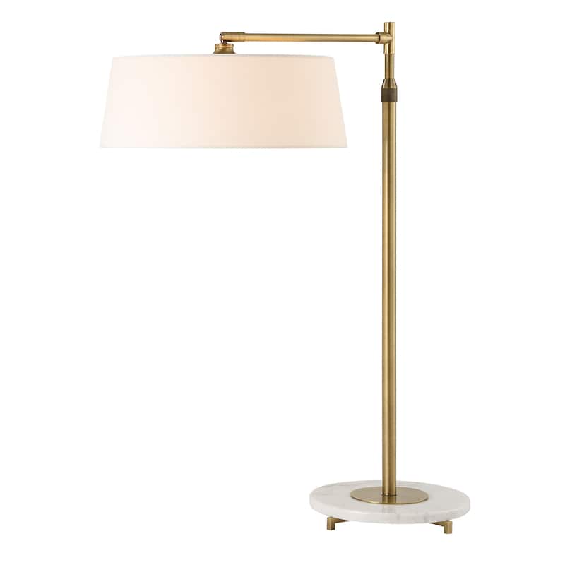 Tall Floor Lamp with Round Tapered Shade - 66.5" - Brushed Brass Finish