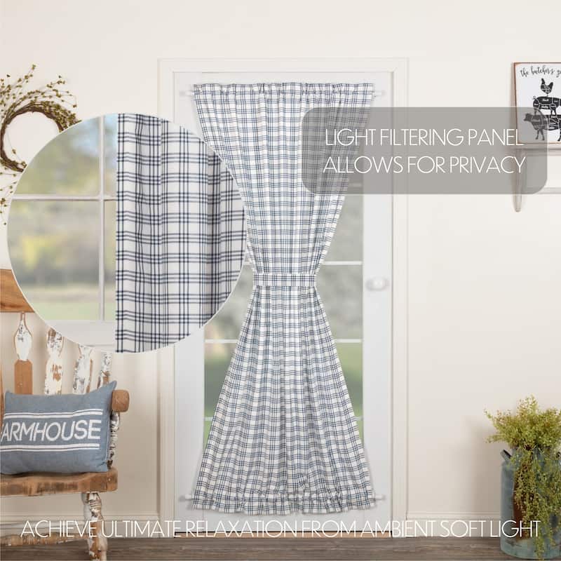 Sawyer Mill Plaid Door Panel - Door Panel 72x40 - Denim Blue/Soft White
