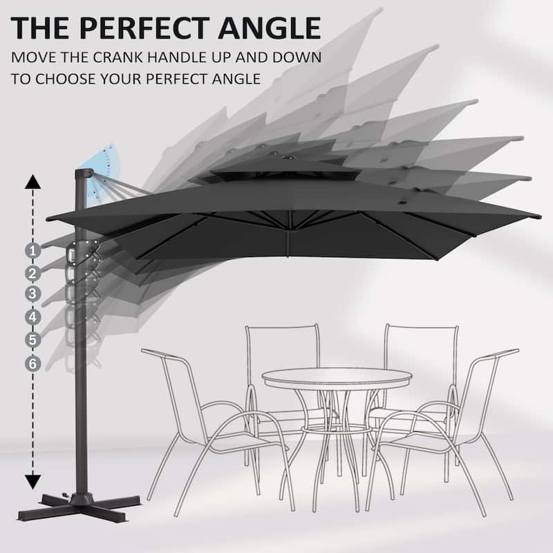 Pellebant 9X11 FT Double Top Patio Cantilever Umbrella, Base Not Included