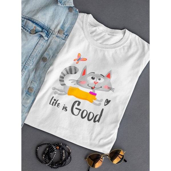 Shop Life Is Good Cat Doodle Tee Women S Image By Shutterstock Overstock 21412781