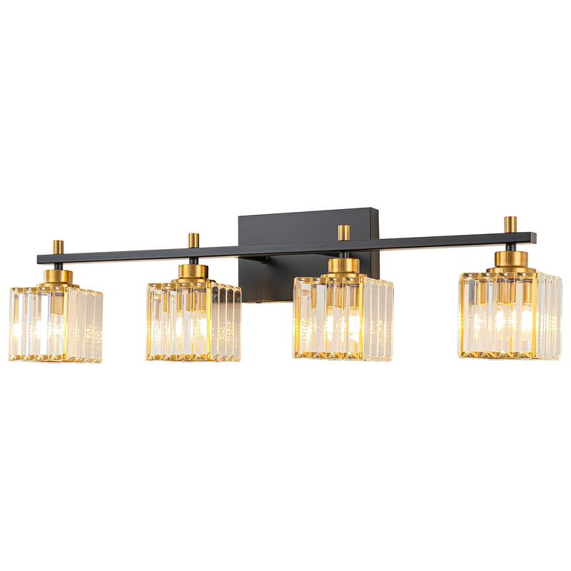 Modern Dimmable Glam Crystal Black Gold Bathroom Vanity Lights