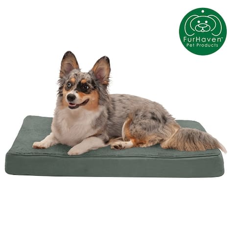 FurHaven Snuggle Terry and Suede Cooling Gel-Top Memory Orthopedic Dog Bed