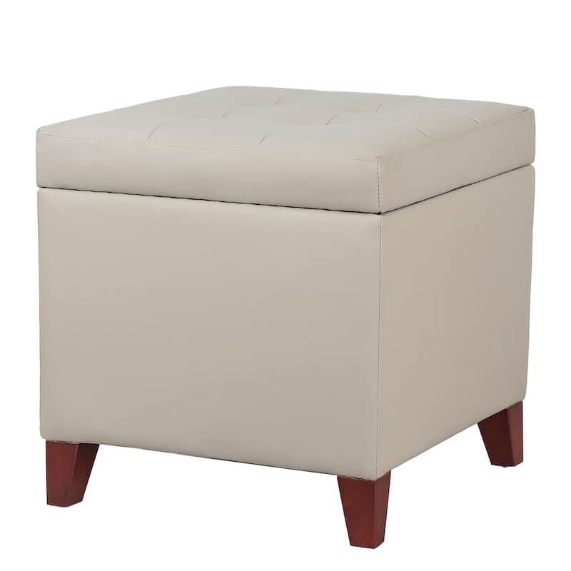 Adeco Bonded Leather Square Tufted Cubic Cube Storage Ottomans