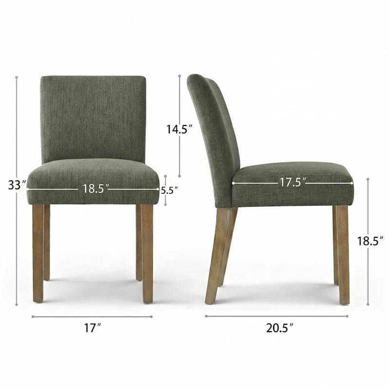 Parsons Dining Chairs with Linen Upholstery and Solid Wood Legs