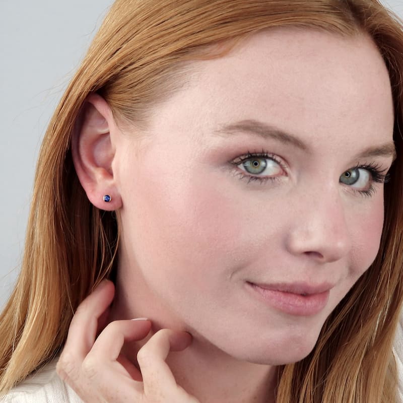 Auriya 14k Gold Bezel-set Sapphire Stud Earrings 1/2ctw
