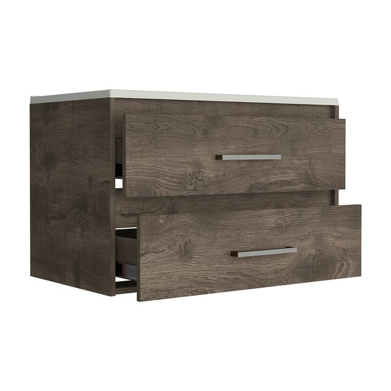 Alma Wall-Mounted Vanity with Luxury Sink, Ample Storage, and Space-Saving Design - 31.7" Wide - 18.89in L