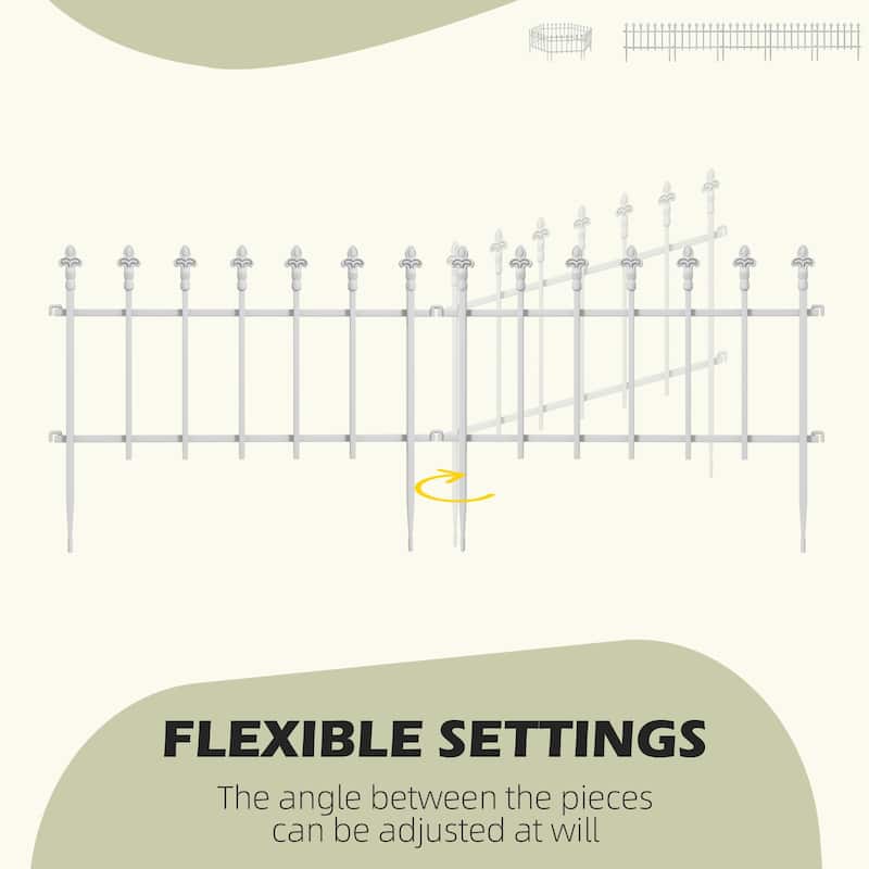 Metal Decorative Garden Fence, 9.2' x 17.25" 5 Pack Steel Fence Panels