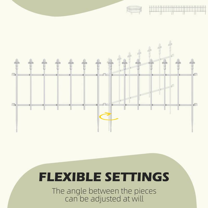 Outsunny Metal Decorative Garden Fence, 9.2' x 17.25" 5 Pack Steel Fence Panels, Decorative Border Fence for Landscape, Flower