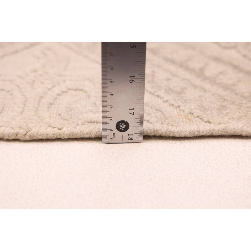 ECARPETGALLERY Hand Loomed Elysian Light Khaki Viscose, Wool Rug - 7'10 x 9'10