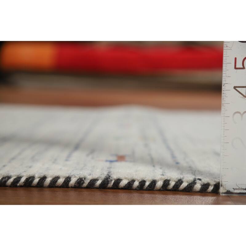 Gabbeh Indian Rug Handmade Wool Tribal Beige Carpet - 4'0" x 5'9"