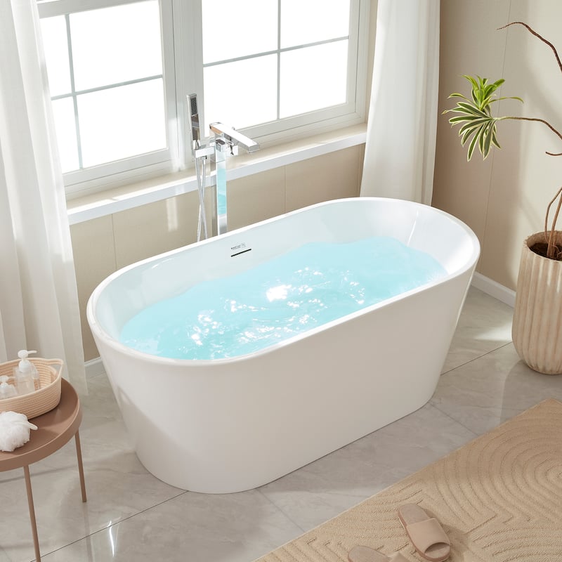 Vanity Art 59" Acrylic Freestanding Soaking Bathtub