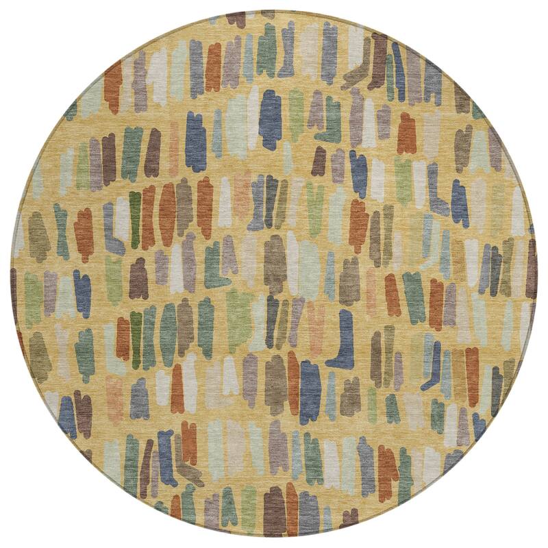 Machine Washable Indoor/ Outdoor Modern Mosaic Chantille Rug