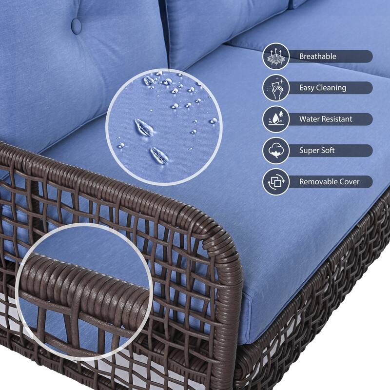 4 Pieces Patio Furniture Set with Swivel Chairs