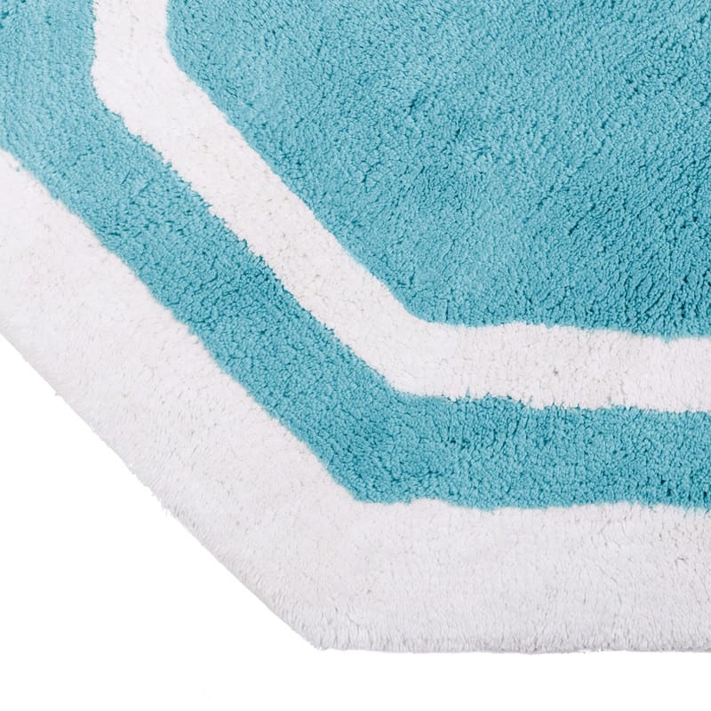 Sherry Kline 32" Hexagon Round Bathmat Framed in Two Tone Colorway