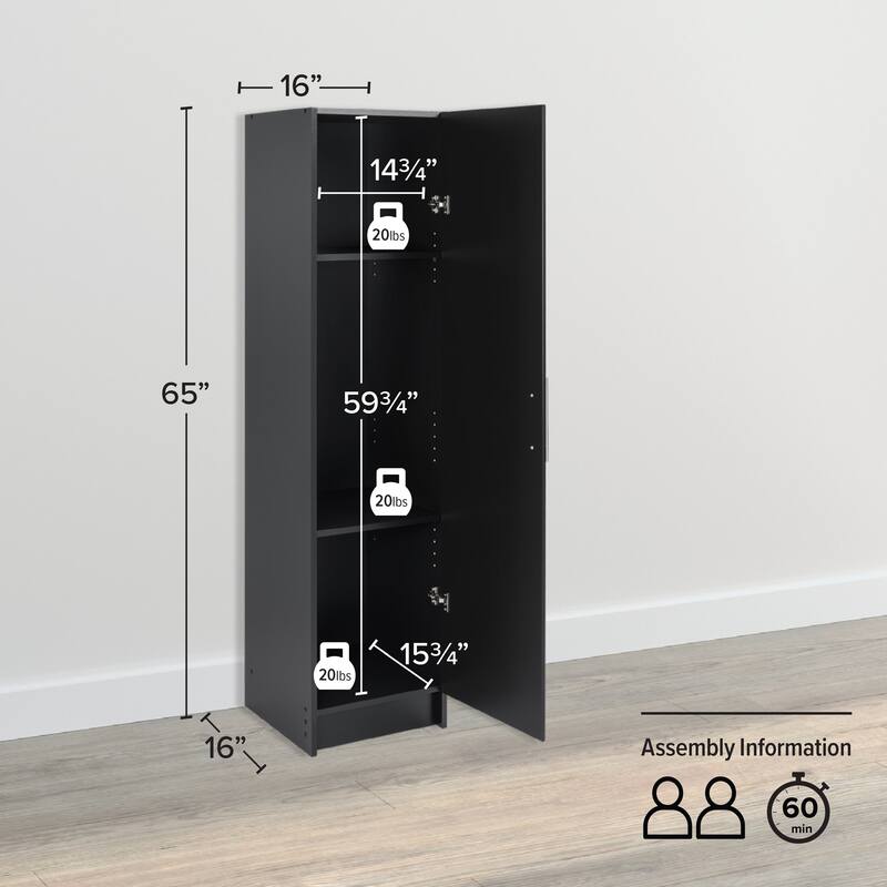 Prepac Elite 16-inch Narrow Cabinet, Multiple Finishes - 16 Inch