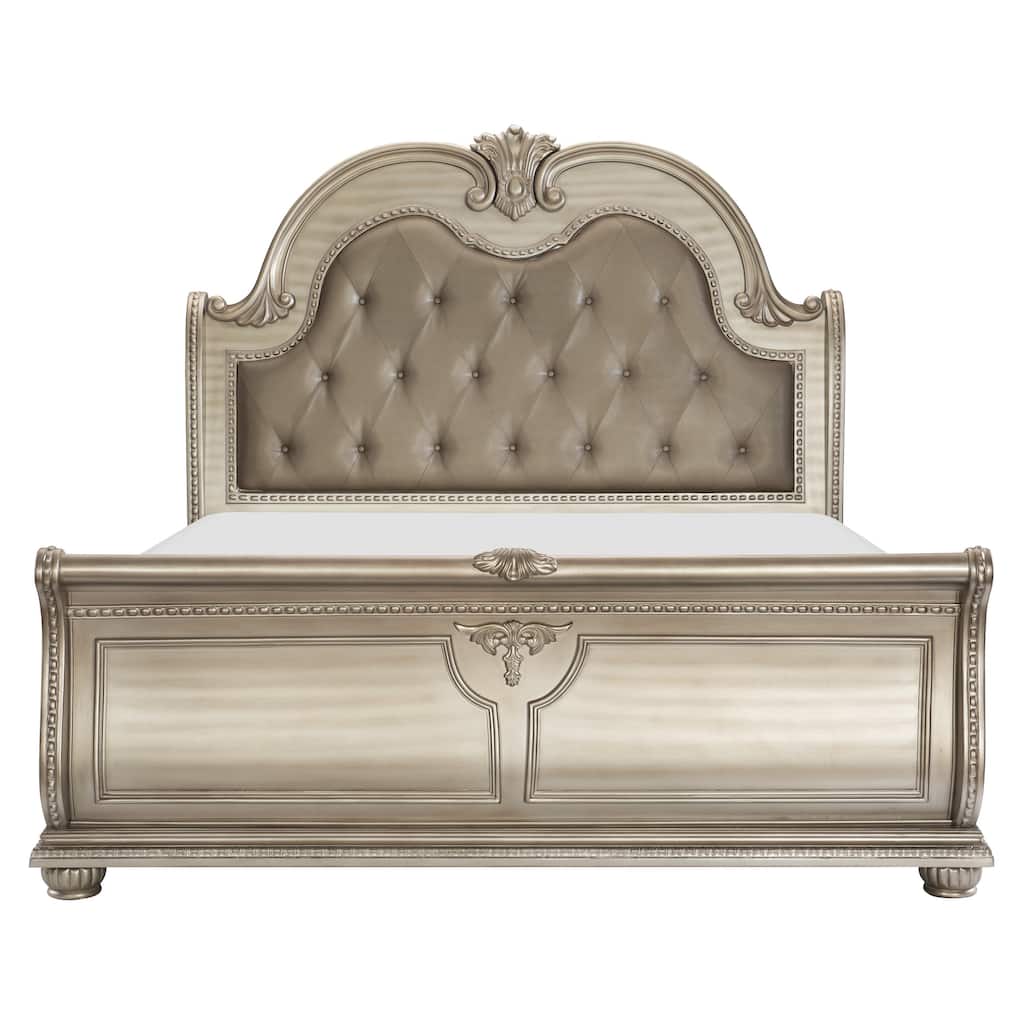Traditional Silver Finish Luxury Bed 1pc