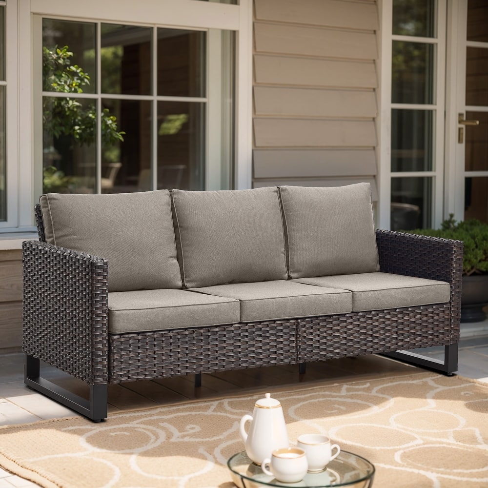 Gymojoy 3-Seat Outdoor Sofa, All-Weather PE Wicker