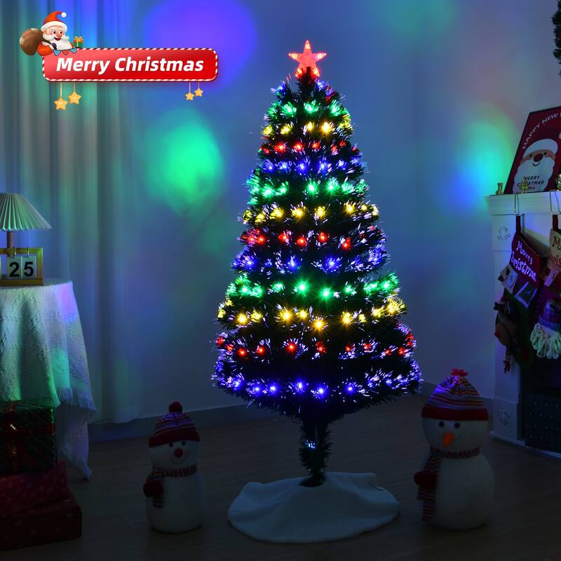 Green PVC Fiber Optic Christmas Tree 5FT with 180 multi-color LEDs - 31.5” Dia x 60” H