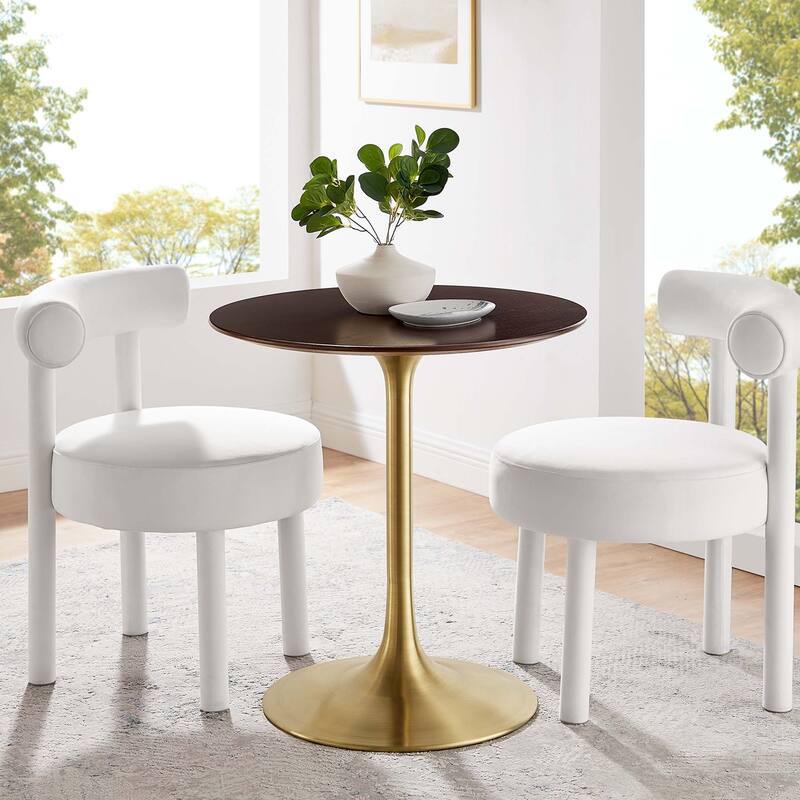 Lippa 28" Round Wood Top Dining Table - Gold Cherry Walnut