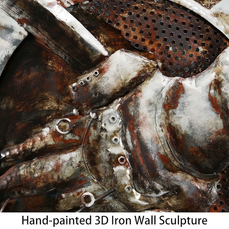 "Retro Airplane II" Mixed Media Iron Hand Painted 3D Wall Art