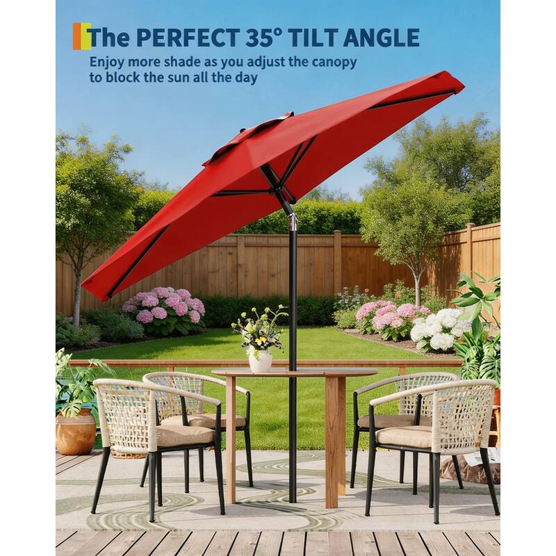 10ft Outdoor Patio Umbrella, with Crank Lift & Push Button Tilt, UV Protection Waterproof