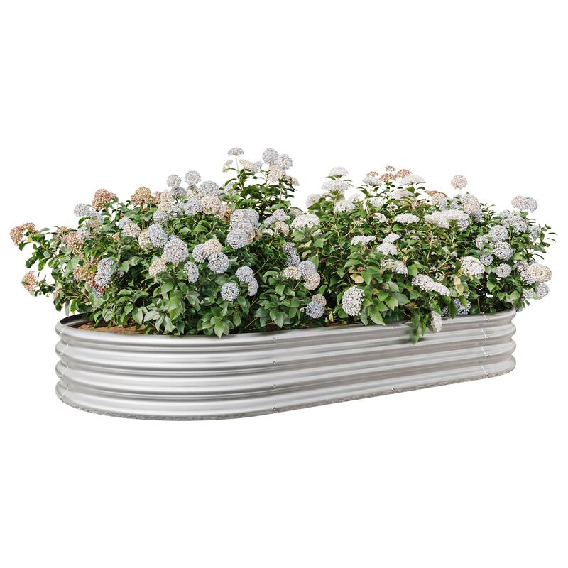 GDFStudio - Large Oval Metal Raised Garden Bed for Vegetables, Flowers, and Plants, Outdoor Backyard Planter Box