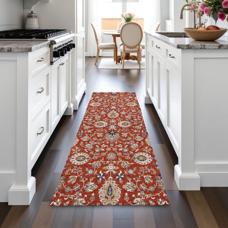 Machine Washable Indoor/Outdoor Traditional Persian Chantille Rug
