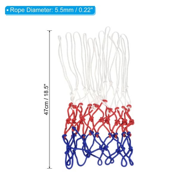 4Pcs 18.5" PP Basketball Hoop Net Replacement Outdoor, White Red Blue