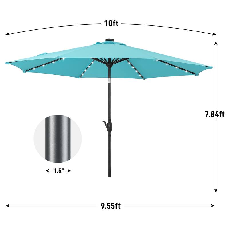 Autlaycil 10FT Solar Power LED Lights Patio Umbrella