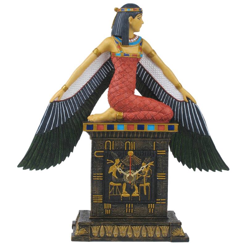 Veronese Design 9.8 H Egyptian Isis Clock Resin Multicolor