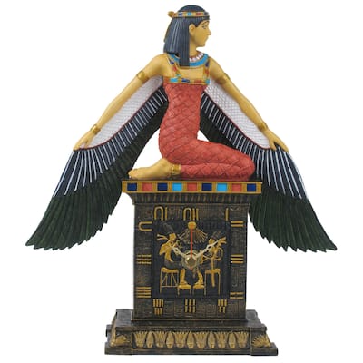 Veronese Design 9.8 H Egyptian Isis Clock Resin Multicolor
