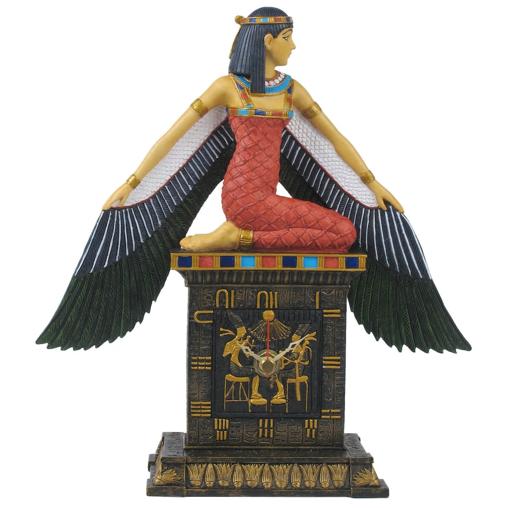 Veronese Design 9.8 H Egyptian Isis Clock Resin Multicolor