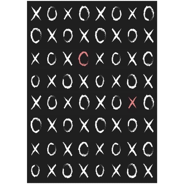 slide 2 of 5, Nourison Imagination Indoor only Tic Tac Toe Black Graphic Area Rug 3'5" x 5' - Black