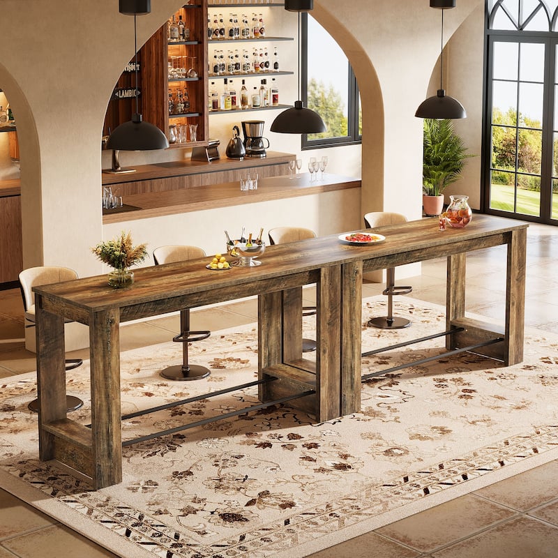 Counter Height Bar Table, Long Pub Table, Home Bistro Restaurant Bar Unit Kitchen Dining Room Accent Pub Desk