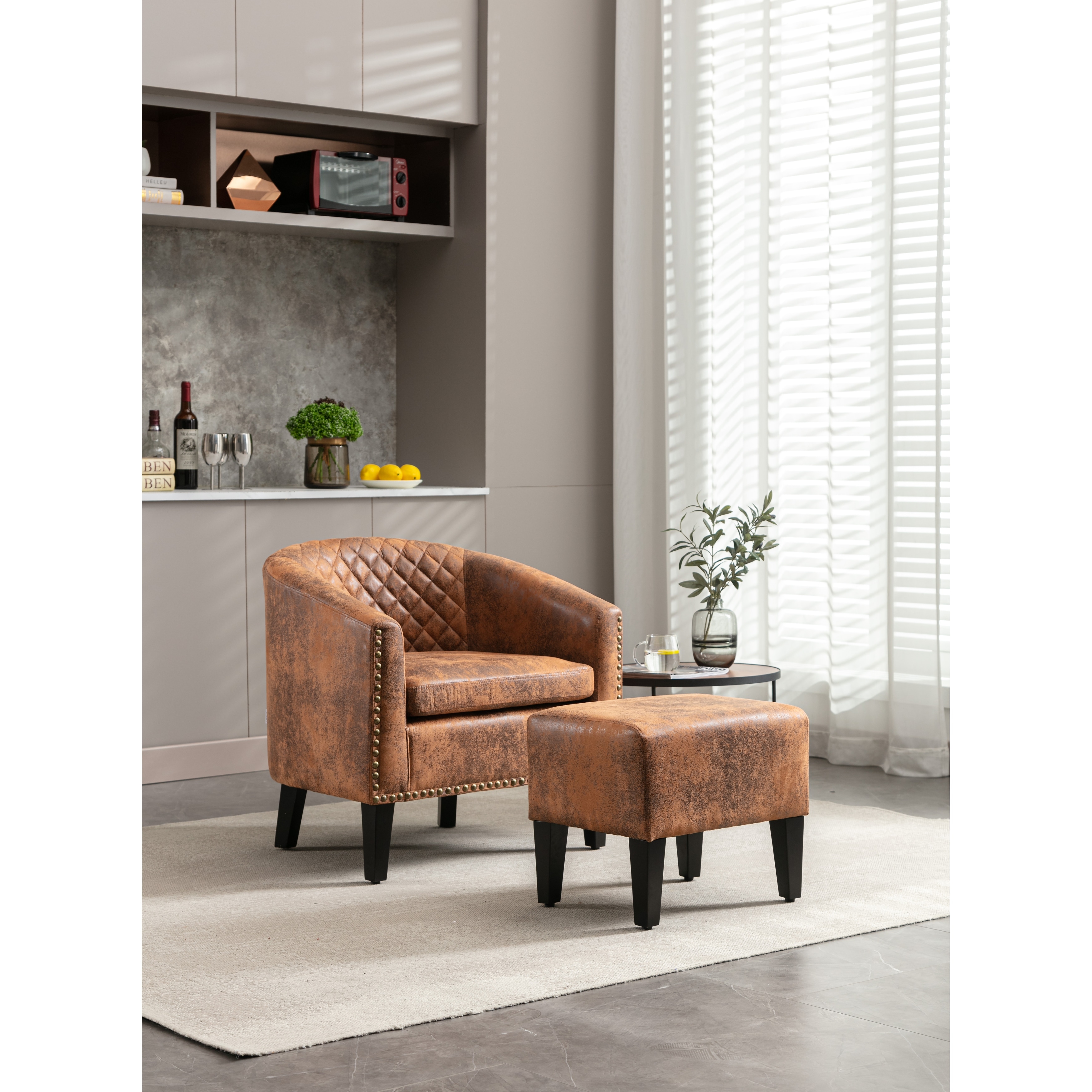 Tan accent chair with ottoman cheap