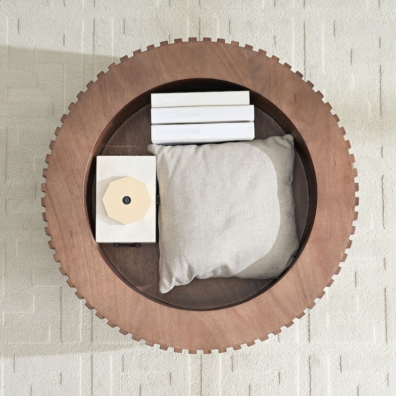31.49'' Round Coffee Table with Storage Small Coffee Table for Apartment