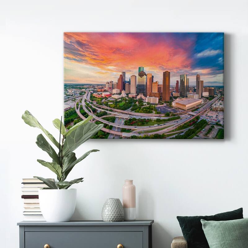 Houston, Texas, USA Skyline at Sunset Premium Gallery Wrapped Canvas - Ready to Hang