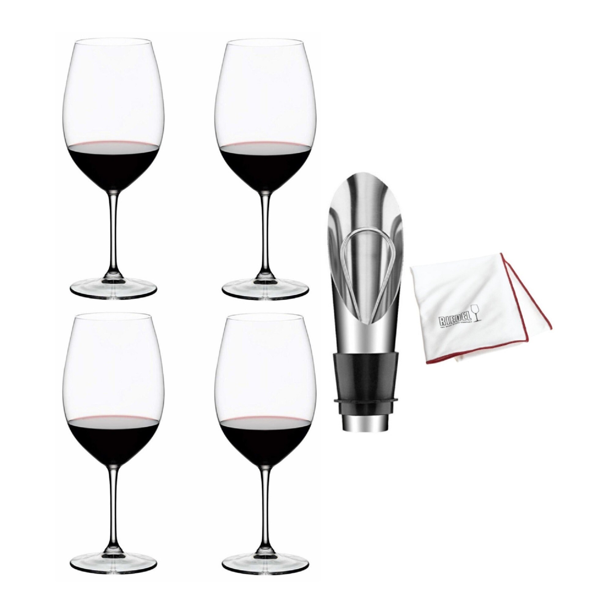 Riedel Winewings Tasting Wine Glass Set (4-Pack) w/ Wine Pourer