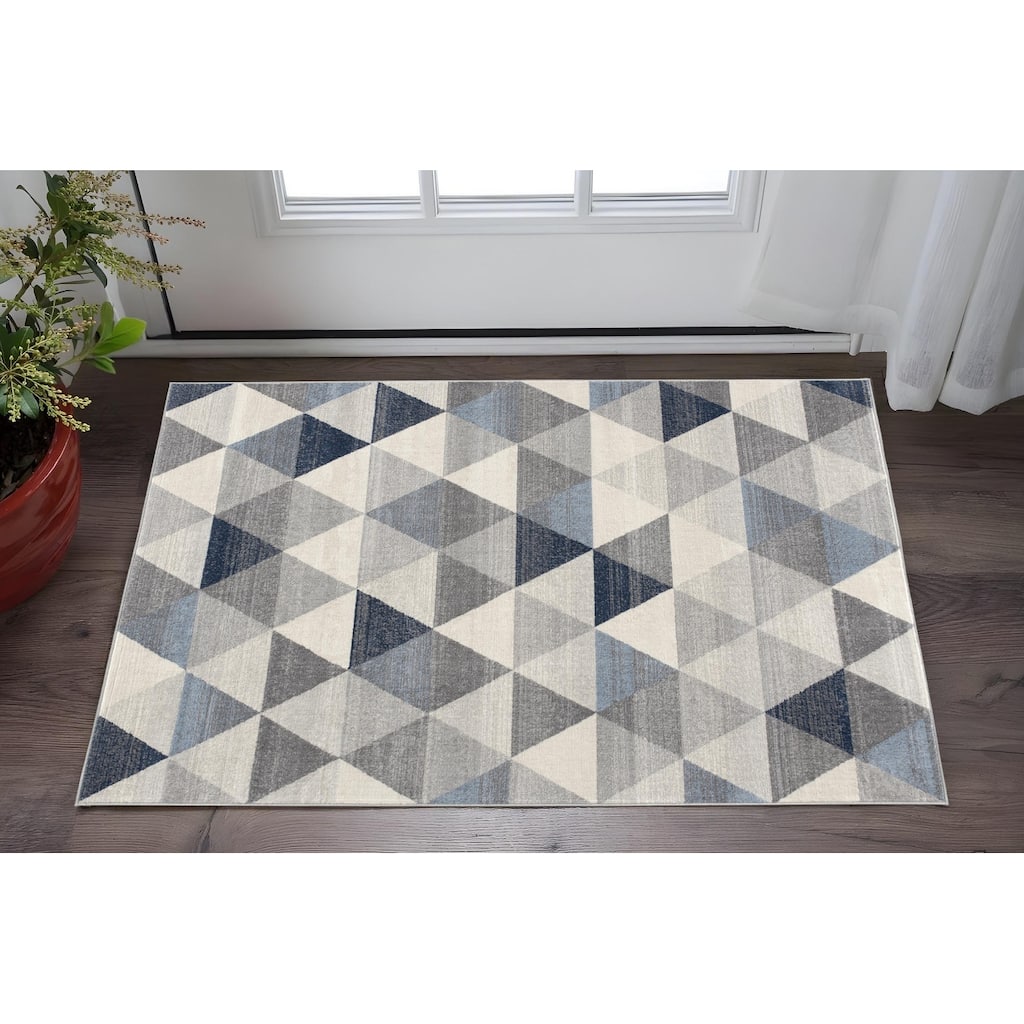 HomeRoots Geometric Coastal Rectangle Area Rug - 36 in. x 27 in. x 0.4 in.